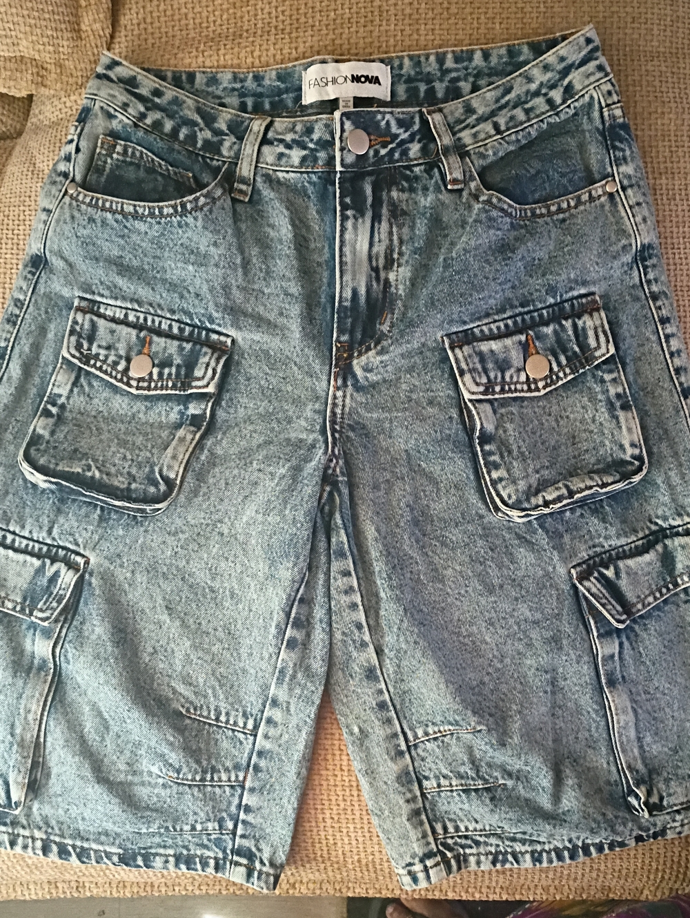 Fashion Nova Women’s Light Blue Cargo Denim Shorts